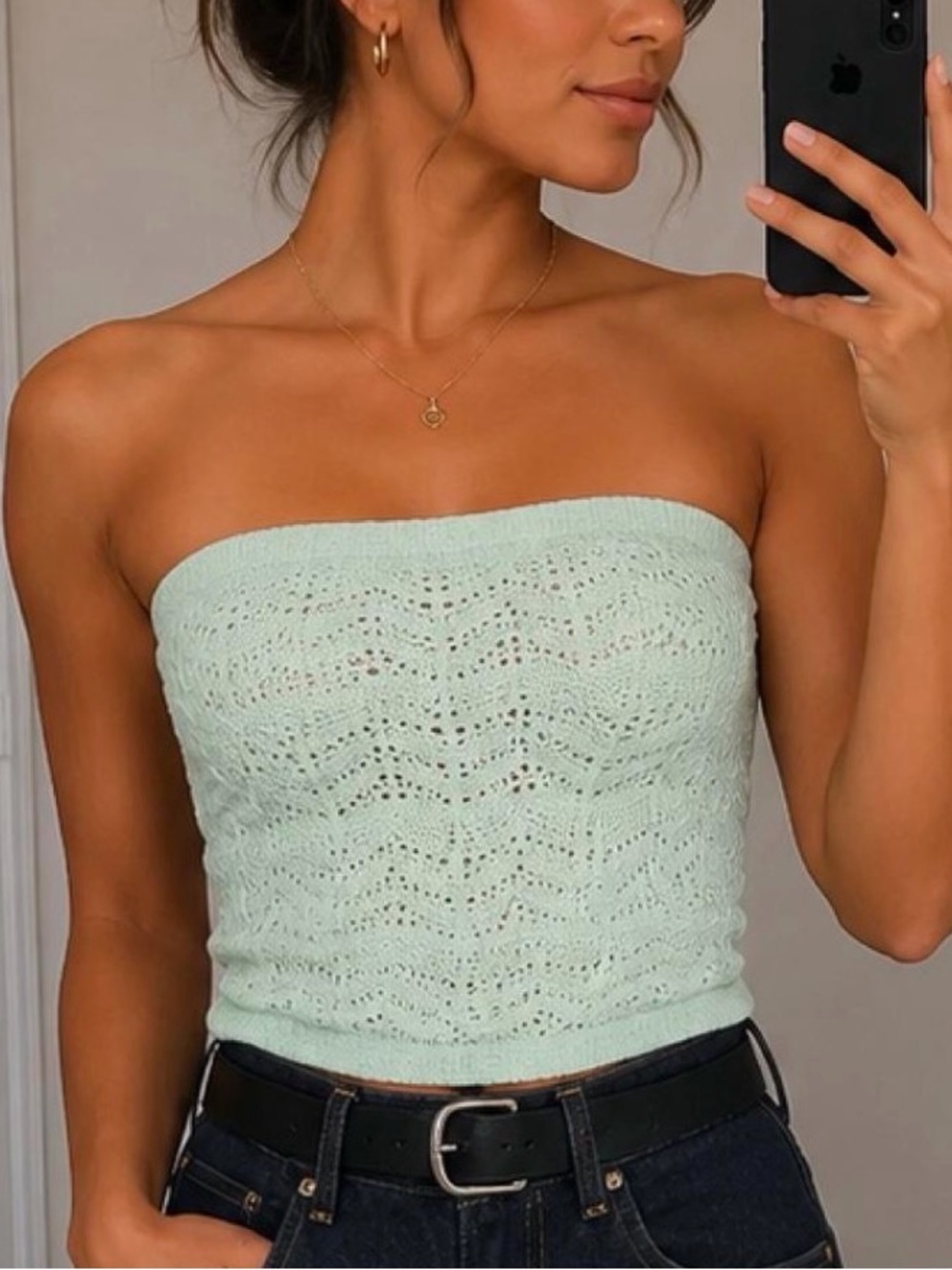 Express Mint Green Strapless Knit Tube Top